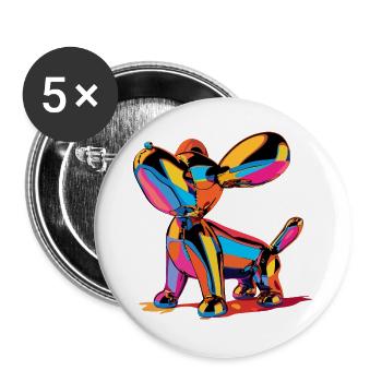 Colorful Pop-Art Balloon Dog - Buttons groß 56 mm (5er Pack) - Weiß - Vorne