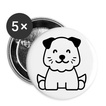 Hund - Buttons groß 56 mm (5er Pack) - Weiß - Vorne