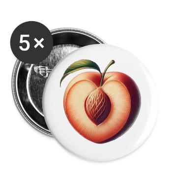 Pêche en forme de cœur : beauté du fruit - Lot de 5 grands badges (56 mm) - blanc - Devant