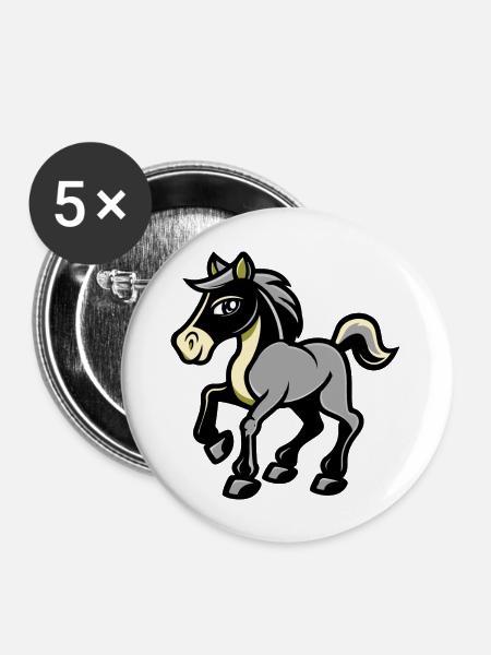 horse - Buttons groß 56 mm (5er Pack) - Weiß