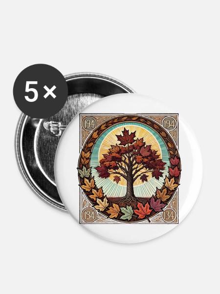 Ahornbaum - Buttons groß 56 mm (5er Pack) - Weiß