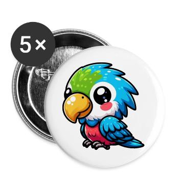 Perroquet - Lot de 5 grands badges (56 mm) - blanc - Devant