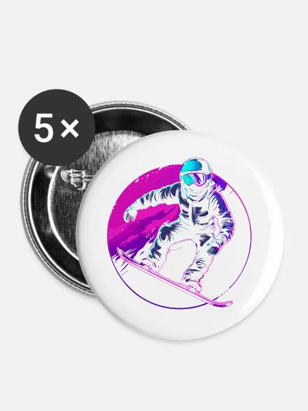 Snowboarder Illustration - Buttons groß 56 mm (5er Pack) - Weiß