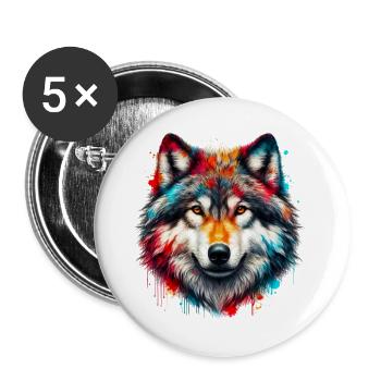 Wolf - Buttons large 2.2''/56 mm (5-pack) - white - Front
