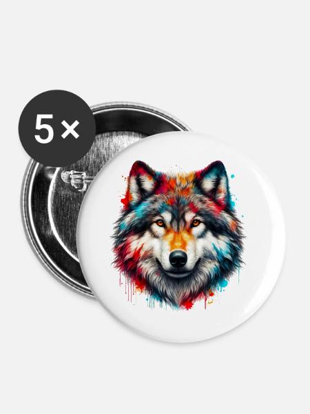 Wolf - Buttons large 2.2''/56 mm (5-pack) - white