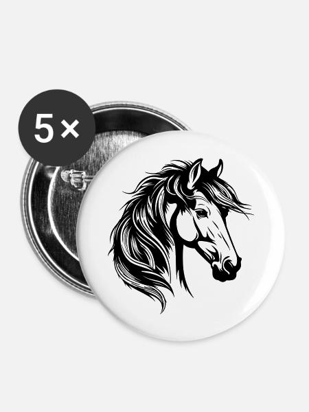 Pferdeliebe - Buttons groß 56 mm (5er Pack) - Weiß
