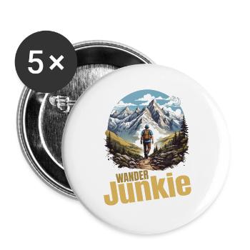 Wander Junkie - Buttons groß 56 mm (5er Pack) - Weiß - Vorne
