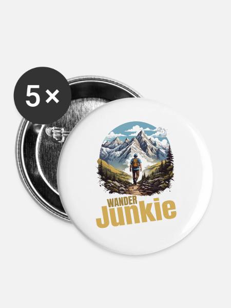 Wander Junkie - Buttons groß 56 mm (5er Pack) - Weiß