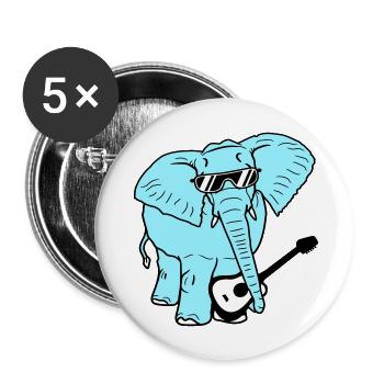 Elefant Spielt Gitarre Musik Party Band Gitarrist - Buttons groß 56 mm (5er Pack) - Weiß - Vorne
