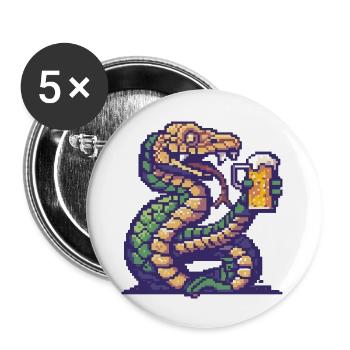 Serpent Cobra Bière Pixel - Lot de 5 grands badges (56 mm) - blanc - Devant