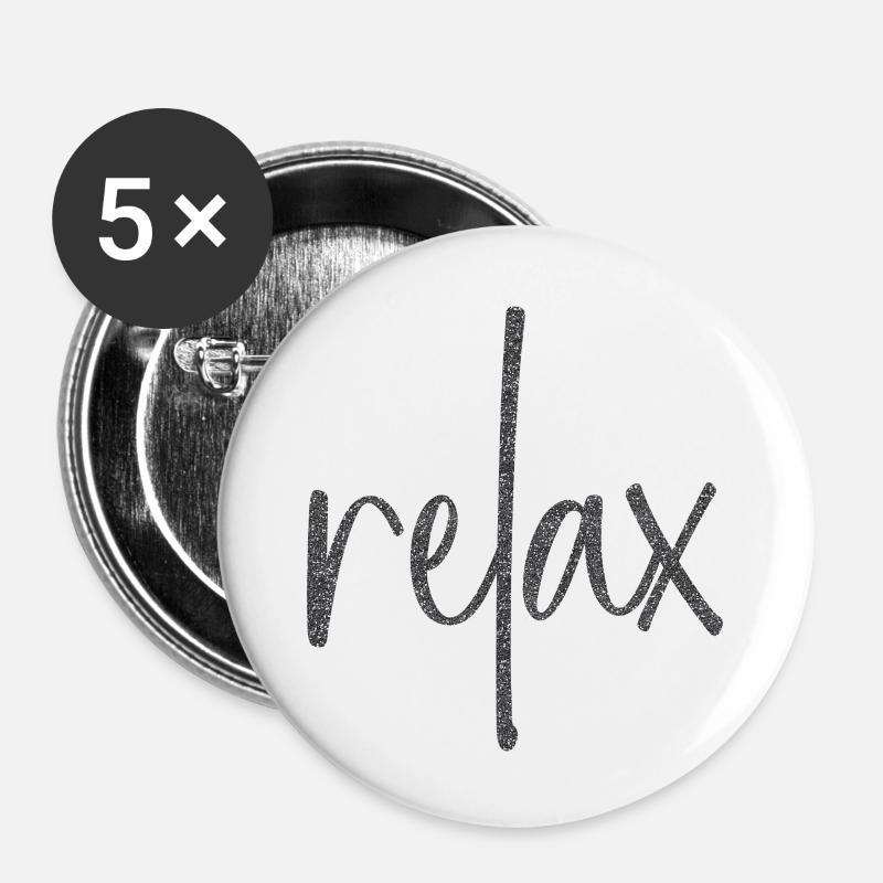 Black sparkle "relax" - Buttons large 2.2''/56 mm (5-pack) - white