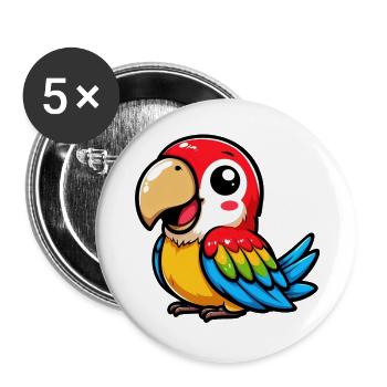 Perroquet - Lot de 5 grands badges (56 mm) - blanc - Devant