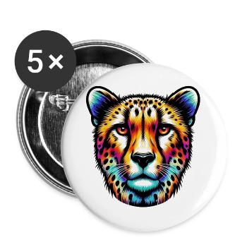 Guépard - Lot de 5 grands badges (56 mm) - blanc - Devant