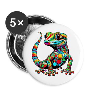 Gecko - Buttons groß 56 mm (5er Pack) - Weiß - Vorne