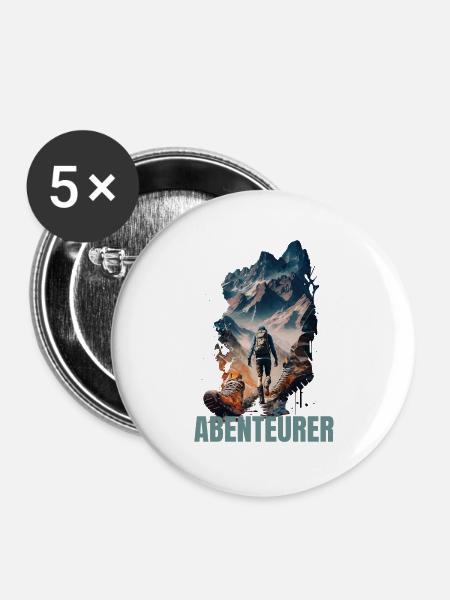 Abenteurer - Buttons groß 56 mm (5er Pack) - Weiß