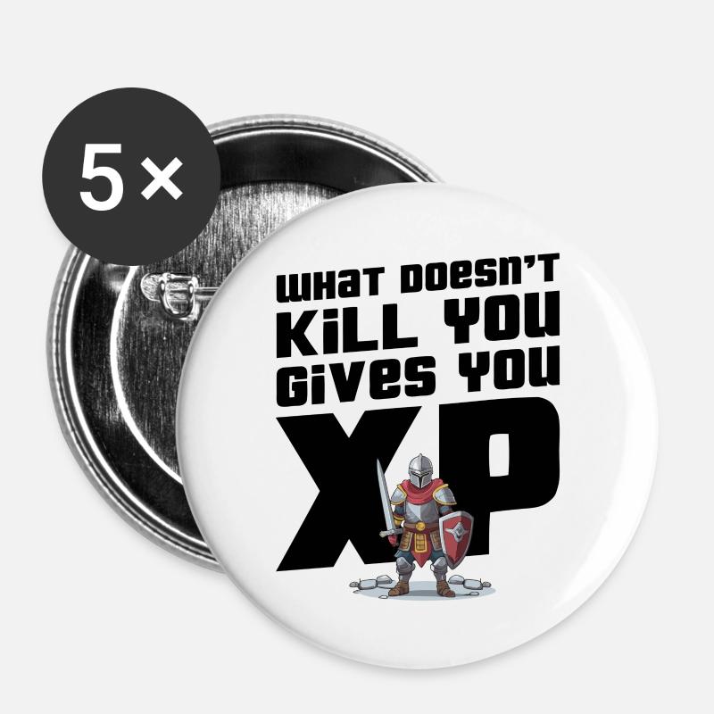 What doesn't kill you gives you xp - Buttons large 2.2''/56 mm (5-pack) - white