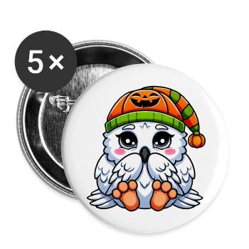 Halloween Lapin Citrouille Octobre Mignon Dessin animé - Lot de 5 grands badges (56 mm) - blanc - Devant