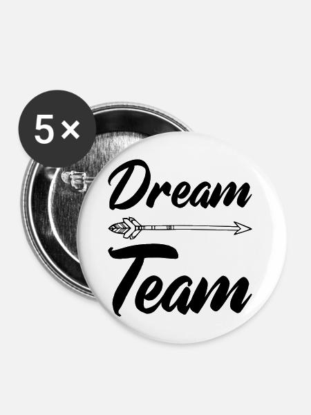 dream team - Buttons groß 56 mm (5er Pack) - Weiß