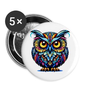 Owl - Buttons large 2.2''/56 mm (5-pack) - white - Front