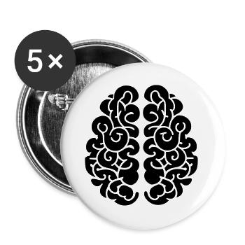 Gehirn - Buttons groß 56 mm (5er Pack) - Weiß - Vorne