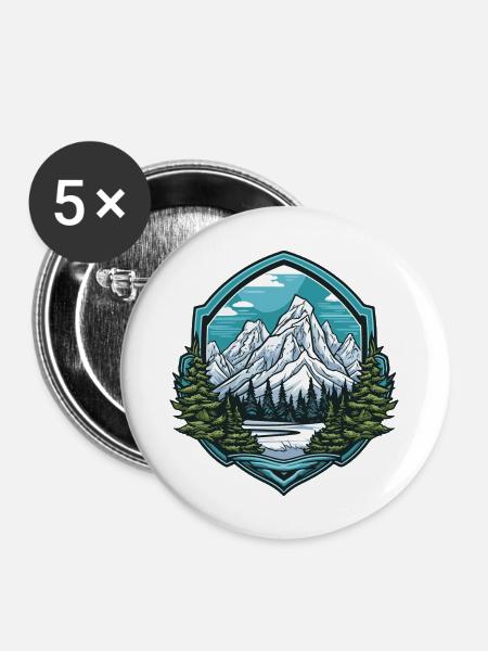 berge 5 - Buttons groß 56 mm (5er Pack) - Weiß