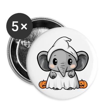 Éléphant Halloween Bande dessinée Fantôme - Lot de 5 grands badges (56 mm) - blanc - Devant