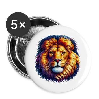 Lion - Buttons large 2.2''/56 mm (5-pack) - white - Front