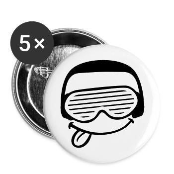DJ Fun Gesicht Streckt Zunge Raus Party Musik Spaß - Buttons groß 56 mm (5er Pack) - Weiß - Vorne
