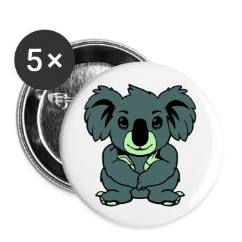 Koala Ours Bande Dessinée Animal - Lot de 5 grands badges (56 mm) - blanc - Devant