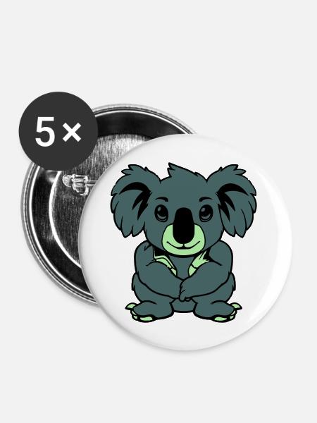 koalabär comic tier - Buttons groß 56 mm (5er Pack) - Weiß