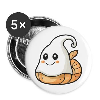Schnecke Halloween Comic Geist - Buttons groß 56 mm (5er Pack) - Weiß - Vorne