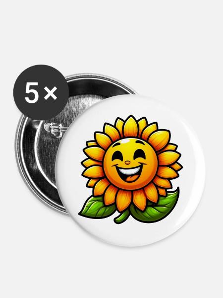 Sonnenblume - Buttons groß 56 mm (5er Pack) - Weiß