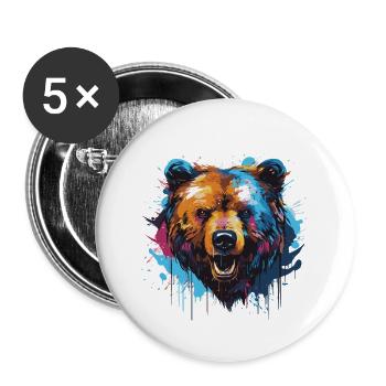 bär - Buttons groß 56 mm (5er Pack) - Weiß - Vorne