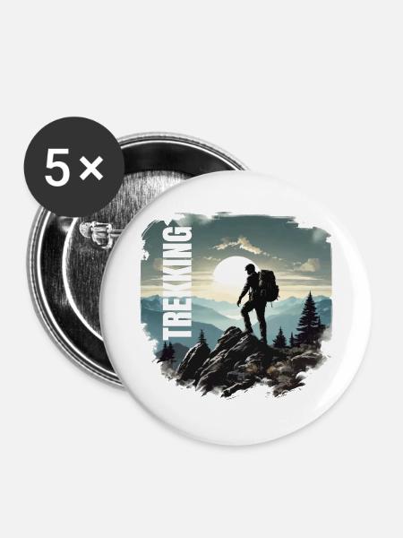 Trekking - Buttons groß 56 mm (5er Pack) - Weiß