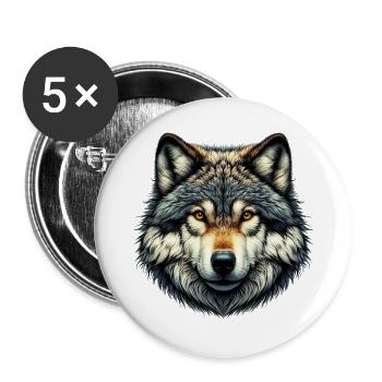 Wolf - Buttons large 2.2''/56 mm (5-pack) - white - Front