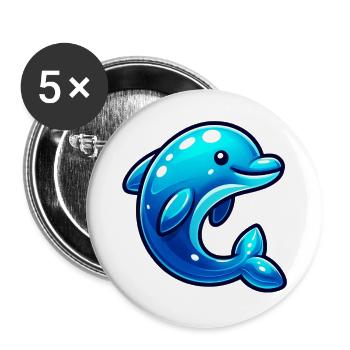 Dauphin - Lot de 5 grands badges (56 mm) - blanc - Devant