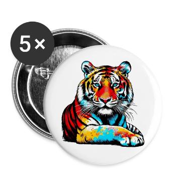 Tiger - Buttons groß 56 mm (5er Pack) - Weiß - Vorne