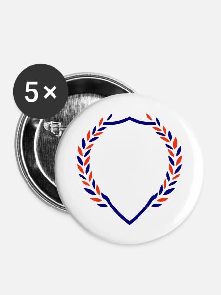 Schild Kranz Symbol Wappen - Buttons groß 56 mm (5er Pack) - Weiß