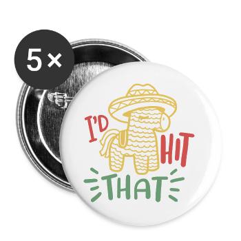 Pinata Cinco de Mayo Party - Buttons groß 56 mm (5er Pack) - Weiß - Vorne
