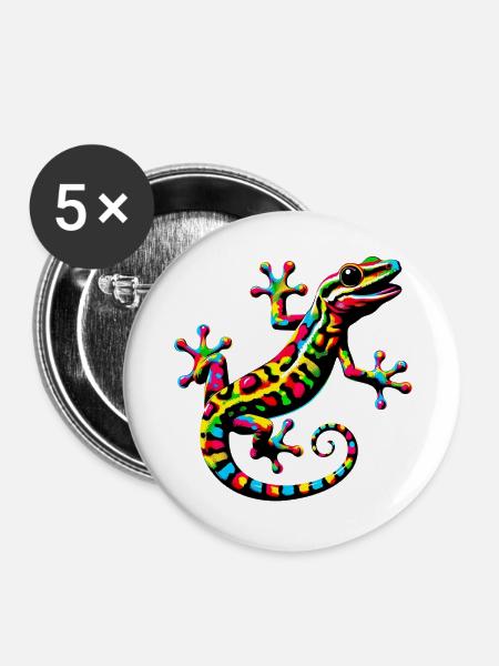 Gecko - Buttons groß 56 mm (5er Pack) - Weiß