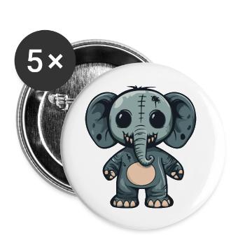 éléphant Halloween bande dessinée drôle - Lot de 5 grands badges (56 mm) - blanc - Devant