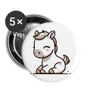 Poney - Lot de 5 grands badges (56 mm) - blanc - Devant