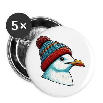 Mouette - Lot de 5 grands badges (56 mm) - blanc - Devant