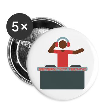 Generator Techno DJ Design - Buttons groß 56 mm (5er Pack) - Weiß - Vorne