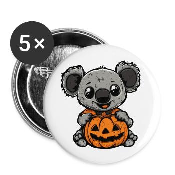 Koala Halloween Bande Dessinée Drôle - Lot de 5 grands badges (56 mm) - blanc - Devant