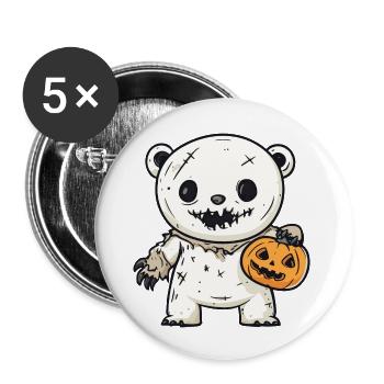 Eisbär Halloween Comic Lustig - Buttons groß 56 mm (5er Pack) - Weiß - Vorne