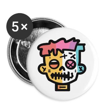 Zombie Halloween Symbol Gruselig - Buttons groß 56 mm (5er Pack) - Weiß - Vorne