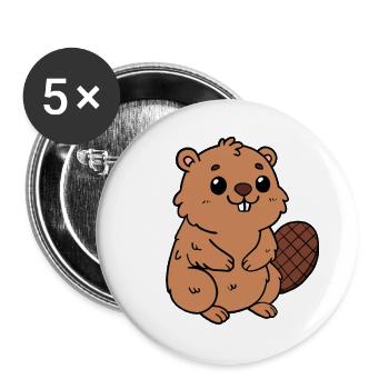 Biber - Buttons groß 56 mm (5er Pack) - Weiß - Vorne