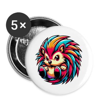 Hedgehog - Buttons large 2.2''/56 mm (5-pack) - white - Front