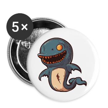 Delfin Halloween Comic Lustig - Buttons groß 56 mm (5er Pack) - Weiß - Vorne